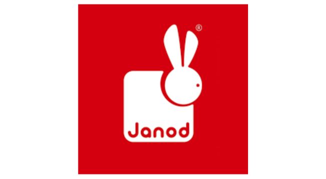 Logo of Janod Toys within a red square.