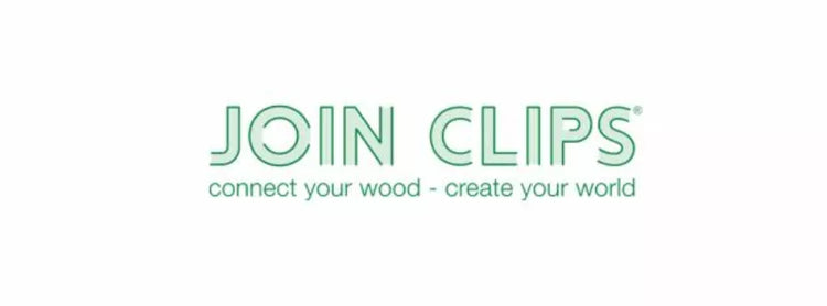 Green text logo that reads "JOIN CLIPS" with the tagline "connect your wood - create your world" on a white background.