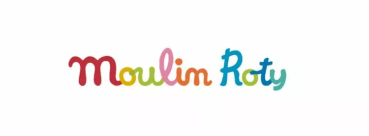 Logo of Moulin Roty in script text.