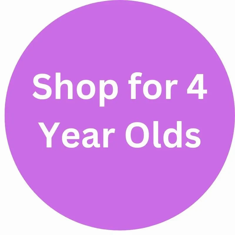 A purple circle with white text in the center that says "Shop for 4 Year Olds.