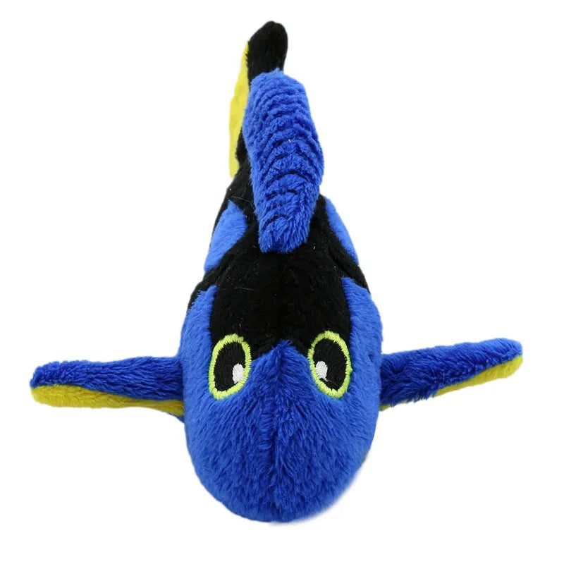 The Puppet Company Blue Tang Finger Puppet is a delightful plush toy resembling a blue tang fish with vibrant blue, black, and yellow colors. It features large expressive eyes and angled prominent fins, making storytime even more magical.