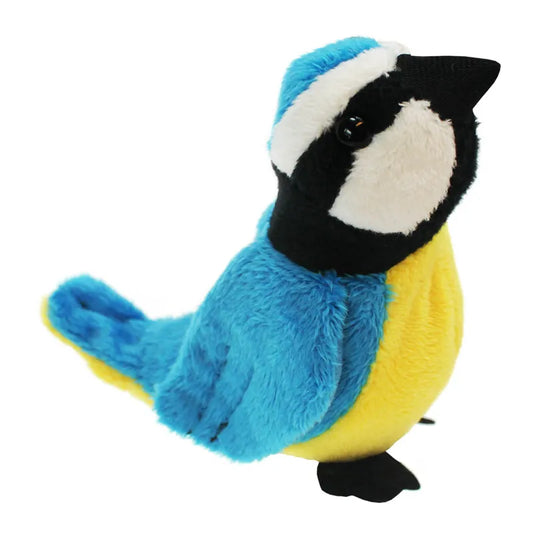 The Puppet Company Blue Tit Finger Puppet enchants with its plush design, featuring a blue back, wings, and a yellow belly. Its black-and-white head has a stitched beak, making it perfect for storytelling adventures as either a lively finger puppet or cozy companion.