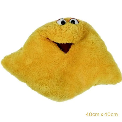 The Dream Cuddle Pillow Yellow is a 40cm x 40cm plush toy designed as a fluffy, yellow, triangular pillow featuring two eyes and a smiling mouth. It doubles as a sensory toy, offering comfort and joy to anyone who cuddles it.