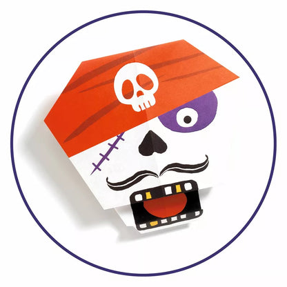 Djeco Origami Shivers with a pirate hat and fluorescent ink.
