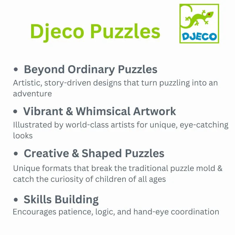 Explore the Djeco Puzz’art Panther 150 Pcs, a premium puzzle featuring vibrant, whimsical artwork by world-class artists. This shaped cut-out puzzle offers an artistic, story-driven design for all ages, enhancing patience, logic, and hand-eye coordination.