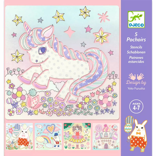 A picture of Djeco Stencils Kawaïland unicorn stencil.