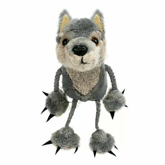 A Finger Puppet Wolf, sized for children or adults’ fingers. Soft padded body, with realistic colours.