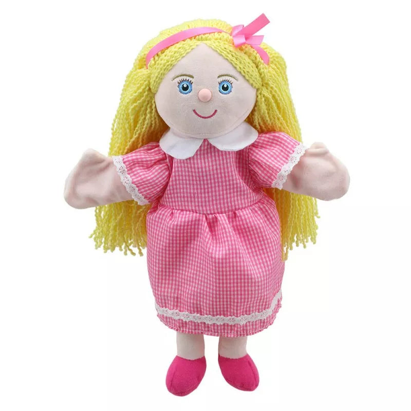 Hand Puppet of a Goldilocks with colourful clothes and quality embroidered facial features.  Big enough to be used by children and adults.