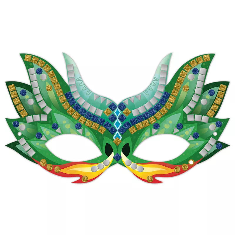 A Janod Mosaics Mask with colorful designs on it.