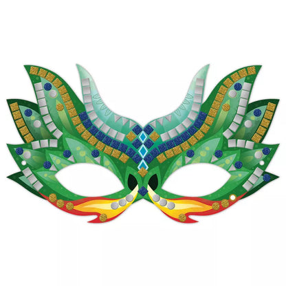 A Janod Mosaics Mask with colorful designs on it.