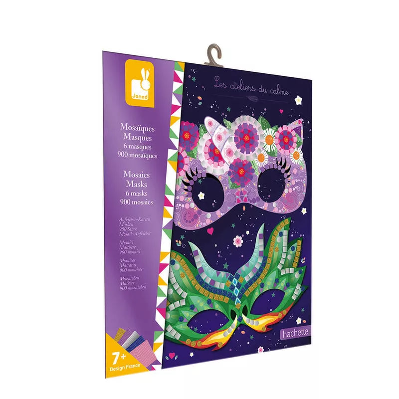 A picture of Janod Mosaics Masks with flowers on it.