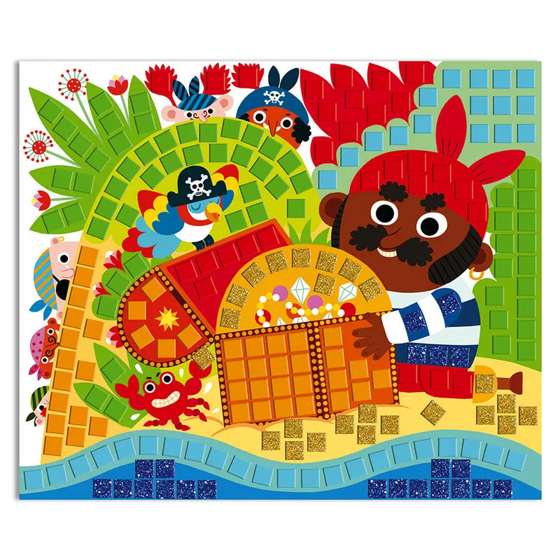 A Janod Mosaics Pirates with a board game.