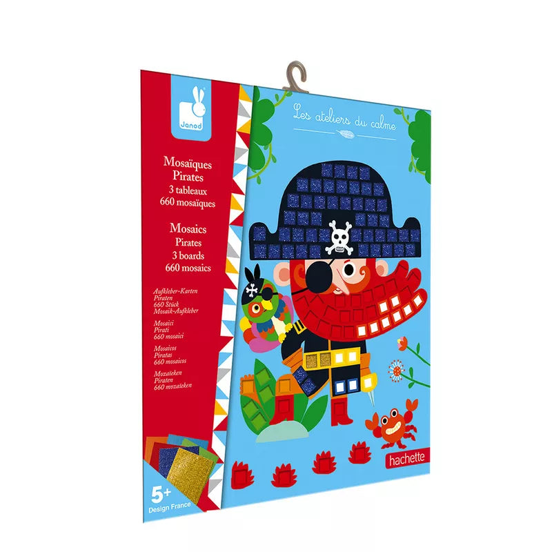 Janod Mosaics Pirates, a children's book with a pirate on it.