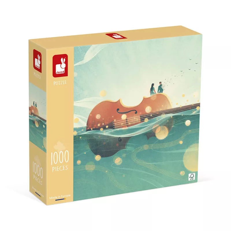 A Janod Puzzle Violin Voyage - 1000 Pcs with a picture of a man on a boat.