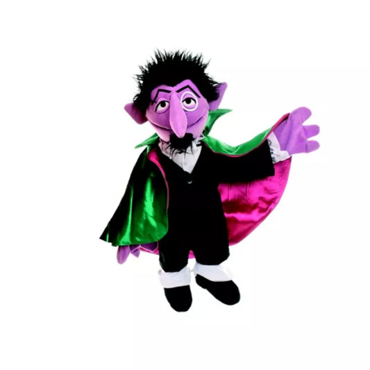 A Living Puppets Count 65cm Hand Puppet flying through the air.