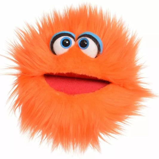 A close up of a Living Puppets Klops Hand Puppet with big eyes.
