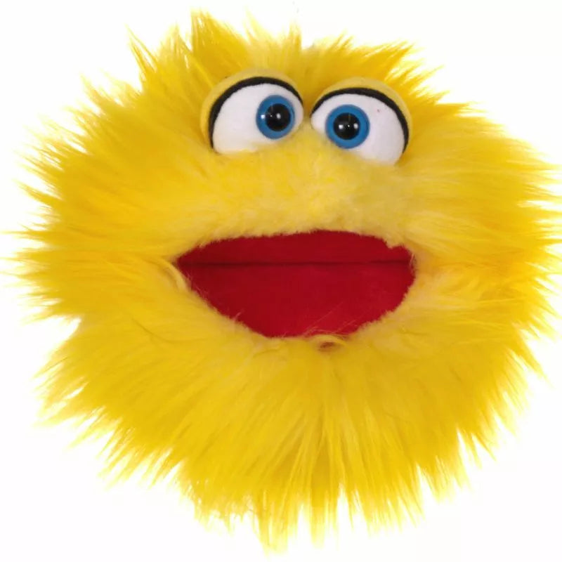 A close up of a Living Puppets Potatoes Hand Puppet with big eyes.