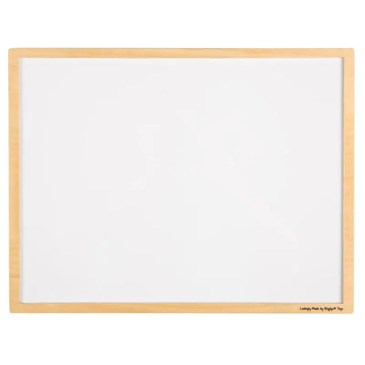 The Bigjigs Magnetic Board features a blank rectangular surface with a light wooden frame, ideal for writing or drawing. Versatile and perfect for creative activities, it stands against a plain white background, offering endless possibilities.