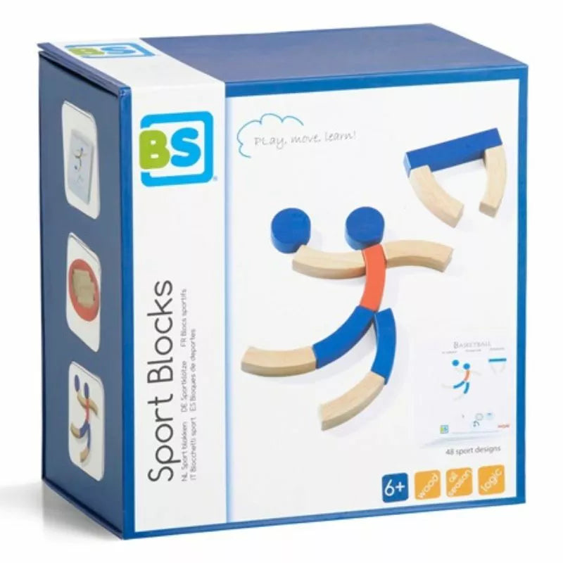 A Buitenspeel Sport Blocks Puzzle Game with a picture of a person on it.