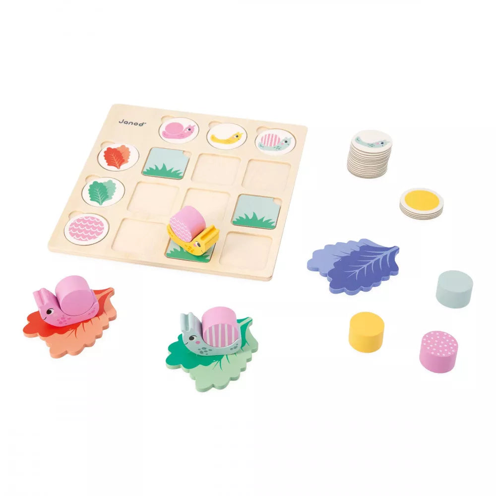 A Janod Double Entry Table Snails with different shapes and sizes.