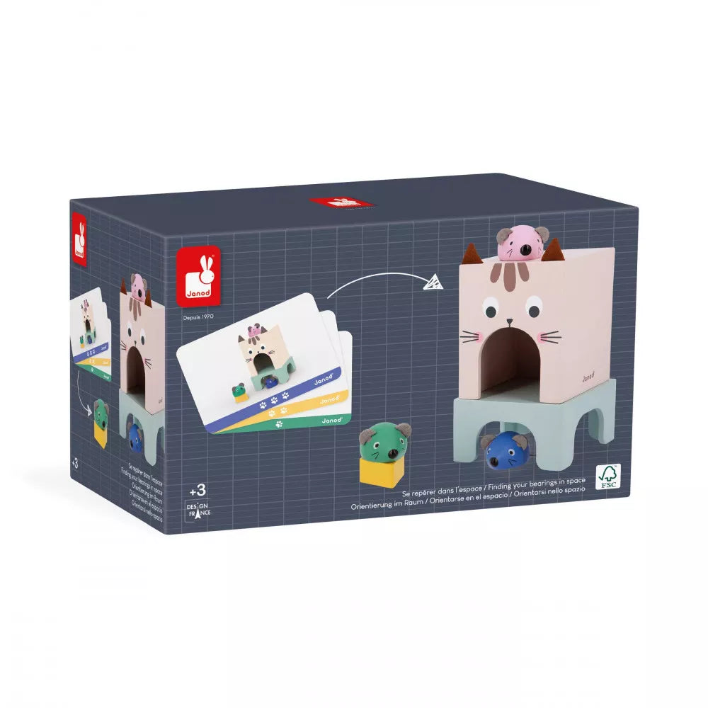 A Janod Finding your Bearings in Space Cat and Mouse toy set.